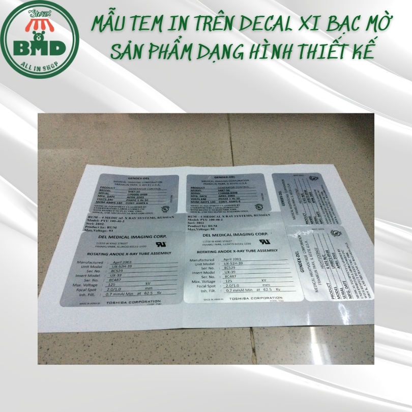 Tem decal xi bạc/xi vàng in & tạo hình theo thiết kế-3 block chuẩn 1/10/100 tờ