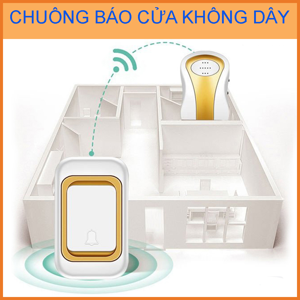 Chuông Báo Khách Không Dây, Chuông Báo Cửa Ra Vào, Chuong Bao Dong Cua. Có khoảng cách nhận tín hiệu cực rộng bán kính 30m, 32 kiểu chuông thay đổi tuỳ ý, 3 mức âm lượng, thích hợp sử dụng chung trong nhà thay thế tiếng gõ cửa, GIẢM GIÁ CỰC MẠNH.