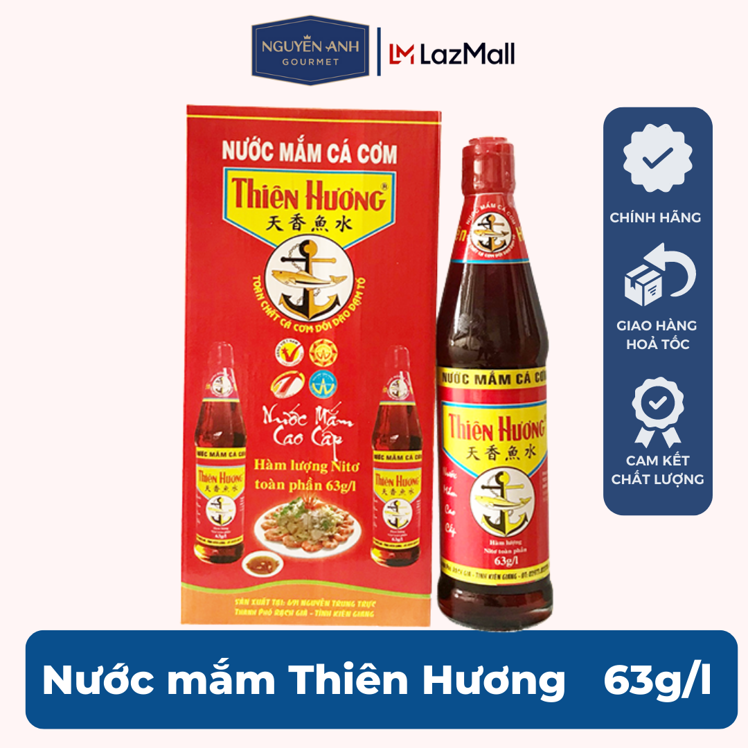 Nước mắm thiên hương chai 500ml 63 độ đạm, đặc sản kiên giang, 100% cá cơm tươi từ phú quốc