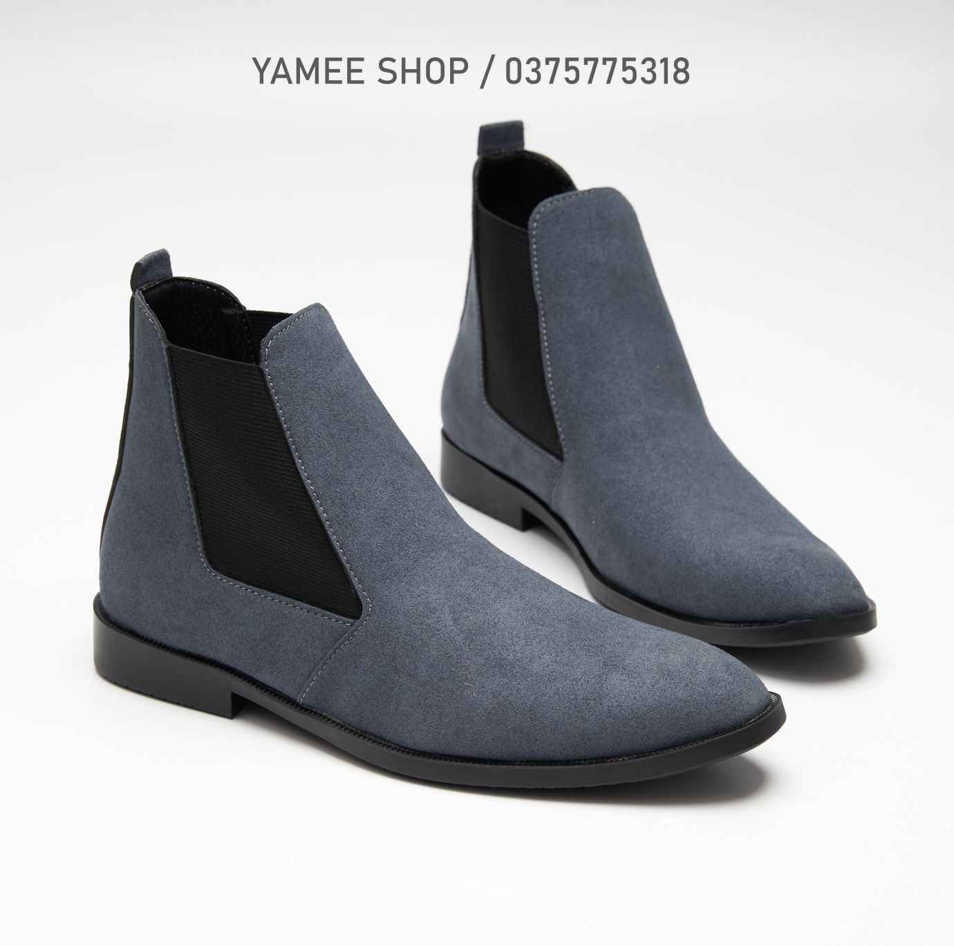 Giày chelsea boots da lộn, cổ cao, đế khâu chắc chắn