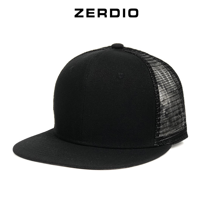 Nón hiphop nam nữ, mũ snapback phối lưới đen trơn cao cấp SN90