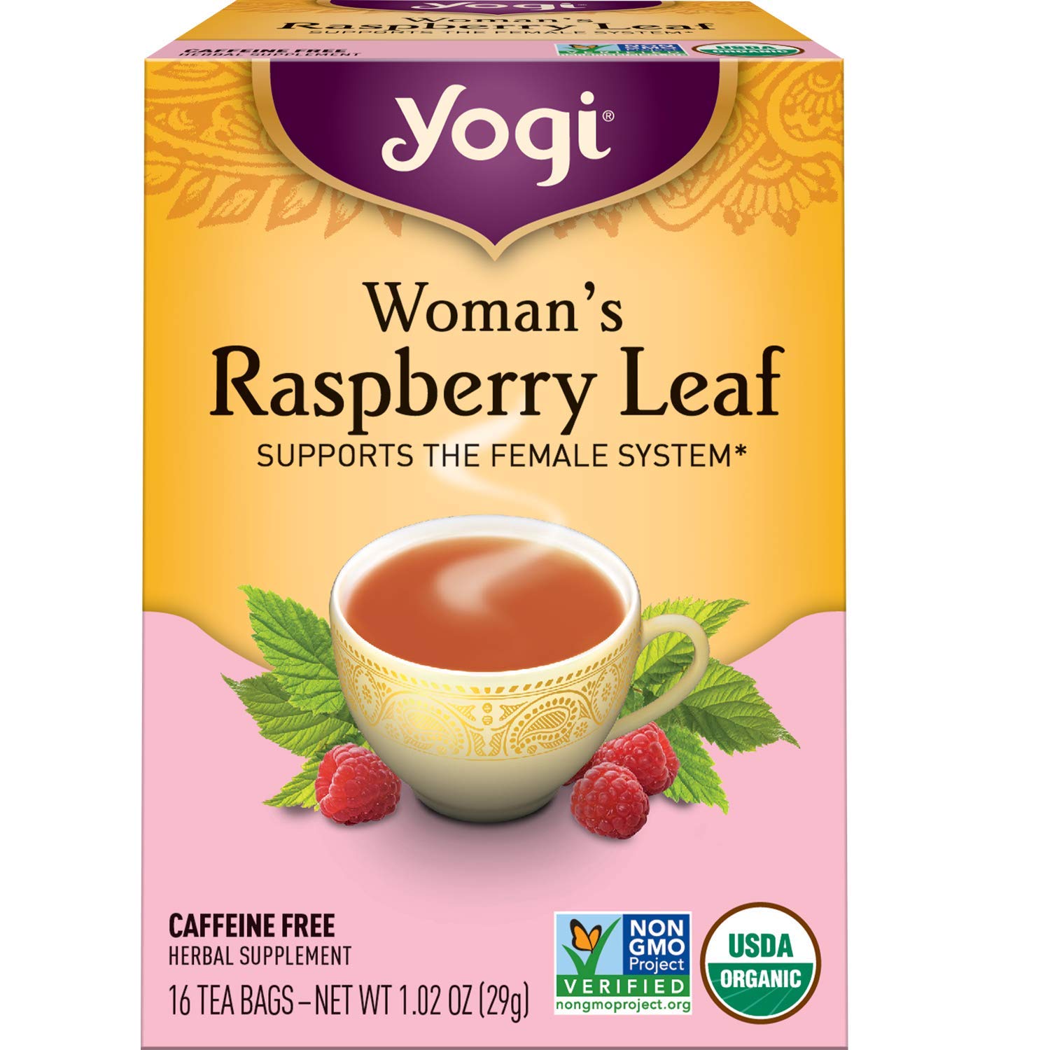 Trà lá mâm xôi hữu cơ Organic Raspberry Leaf Tea - Yogi - 29g