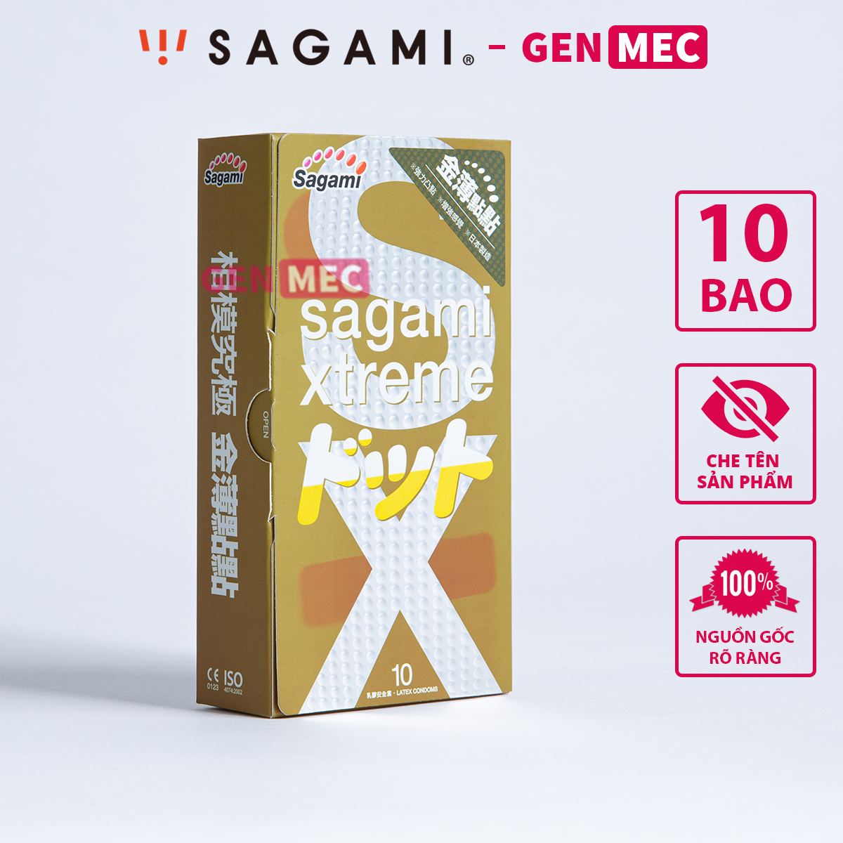 Bao cao su Gân Gai Nhỏ - Nhiều GeL Bôi Trơn - Siêu Thăng Hoa - BCS Sagami Xtreme Feel Up Hộp 10 bao - Genmec