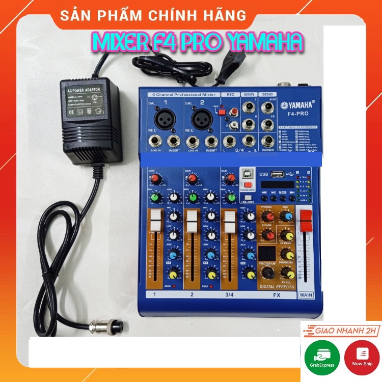 Bàn Trộn Mixer F4 Pro. Tích Hợp 16 Chế Độ Vang, Chuyển Đổi Thanh Sound Card Livestream, Tích Hợp Màn Hình LED