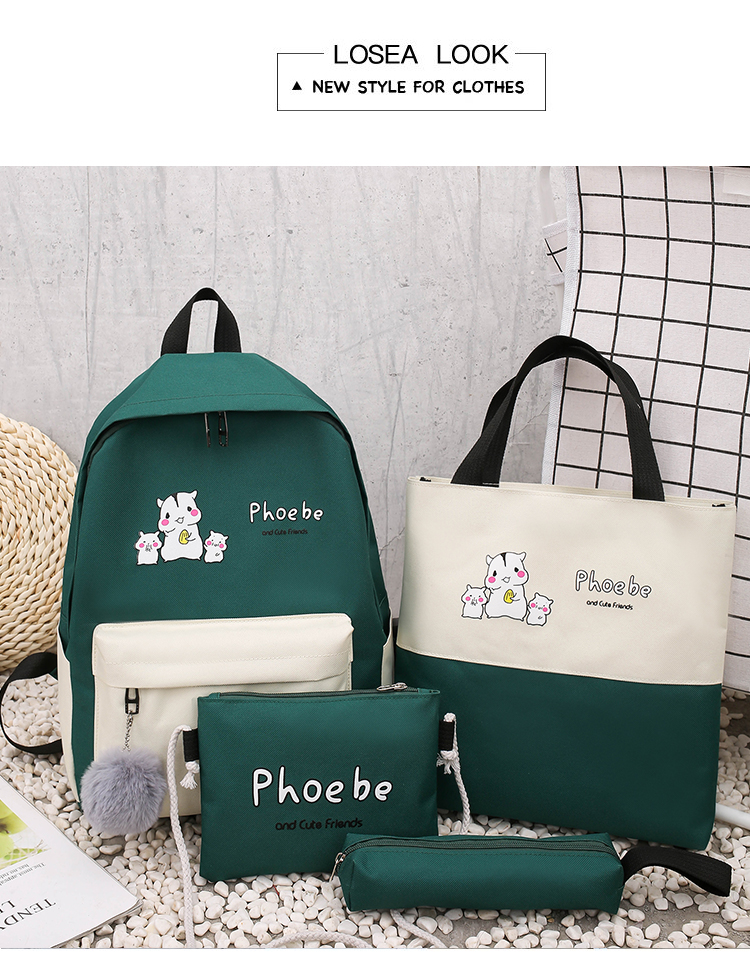 [HCM][HÀN QUỐC] Sét 4 Món Chuột Phobe Balo + Túi Ví nam nữ thời trang cao cấp  thiết kế tỉ mỉ thích hợp đi học balo đựng laptop chất liệu vải canvas phong cách Hàn Quốc cực chất (Không kèm móc khóa bông)
