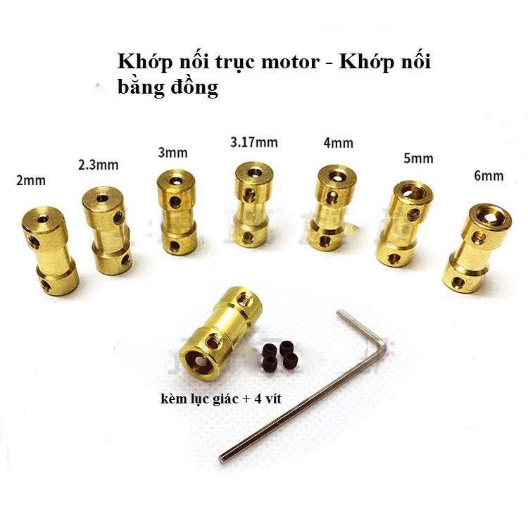 Trục nối motor - khớp nối trục lỗ trục 3,17mm-3,17mm;3,17mm-5mm;3,17mm-6mm;3mm-3mm;3mm-5mm;4mm-5mm;5mm-5mm;5mm-6mm;6mm-6mm