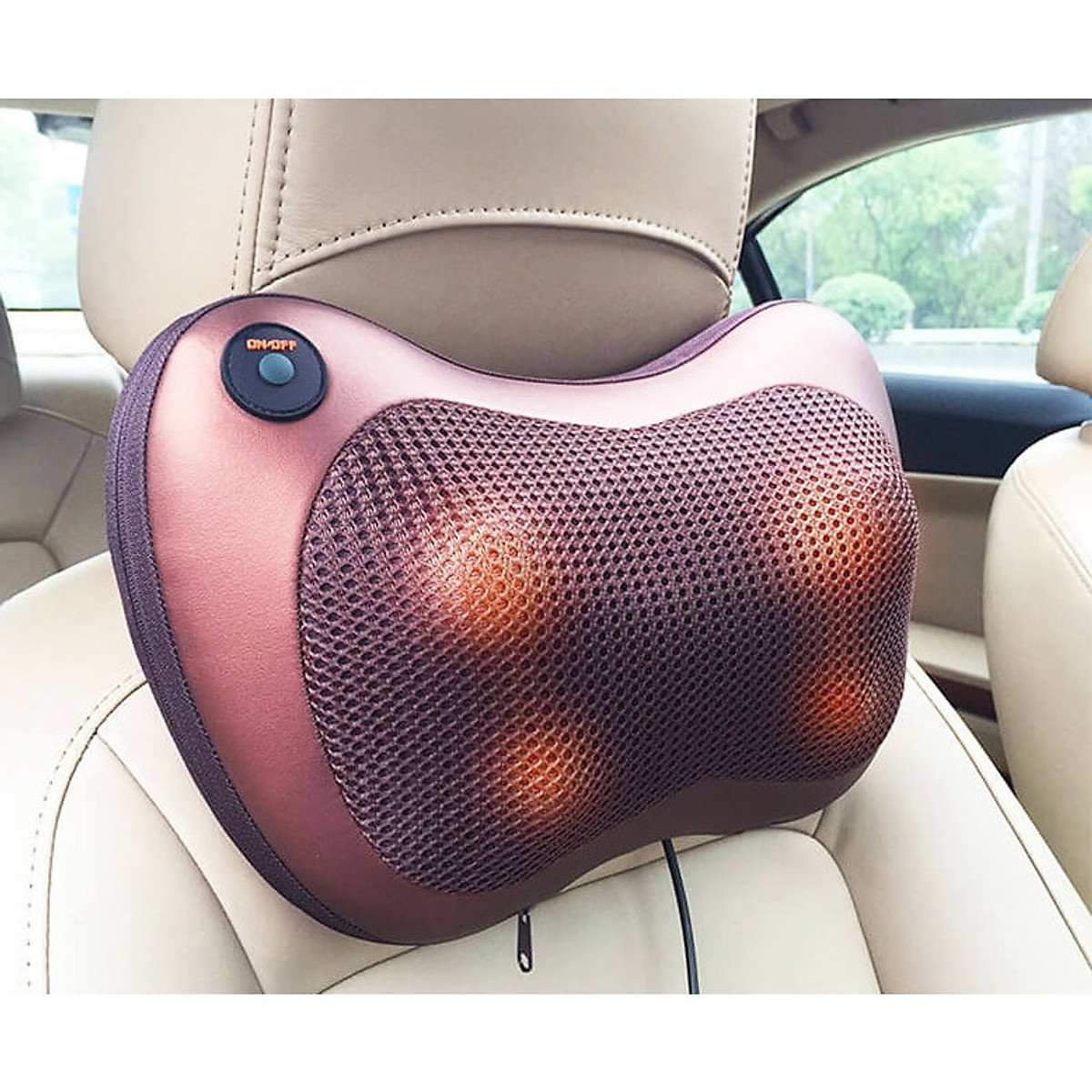 Gối massage hồng ngoại hai chiều 4 bi - massage xóa bóp vào các huyệt - gối massage cổ, toàn thân - gối giúp thư giản thoải mái