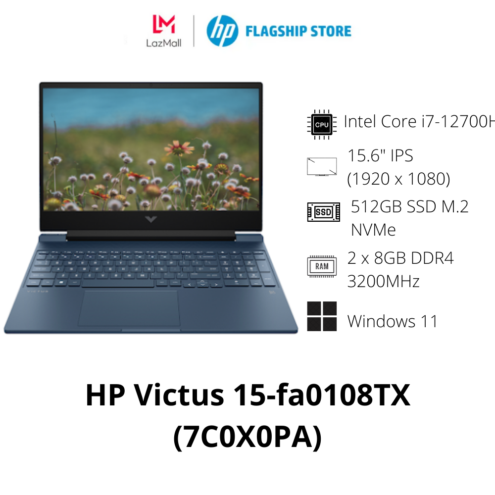Laptop hp victus 15-fa0108tx, core i7-12700h,16gb ram,512gb ssd,rtx 3050ti 4gb,15.6"fhd,win11 home 64,blue,1y_7c0x0pa - hàng chính hãng