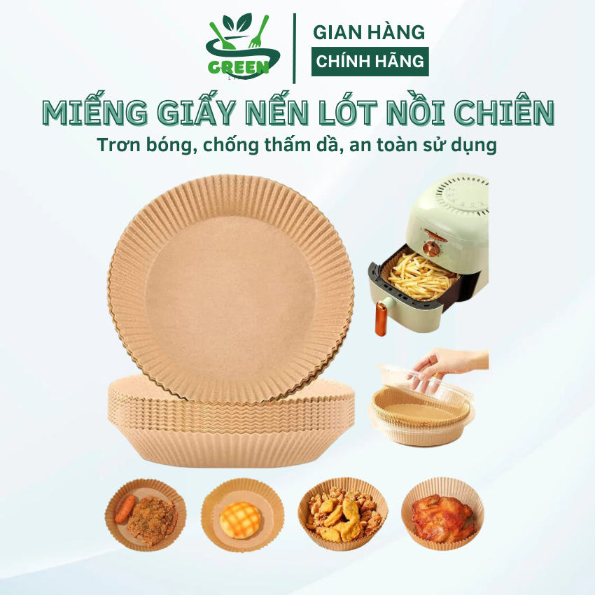 Set 50 Miếng Giấy Nến Lót Nồi Chiên Không Dầu Loại Lớn, Khay Giấy Nến Đựng Thức Ăn Chống Dính Tiện Lợi