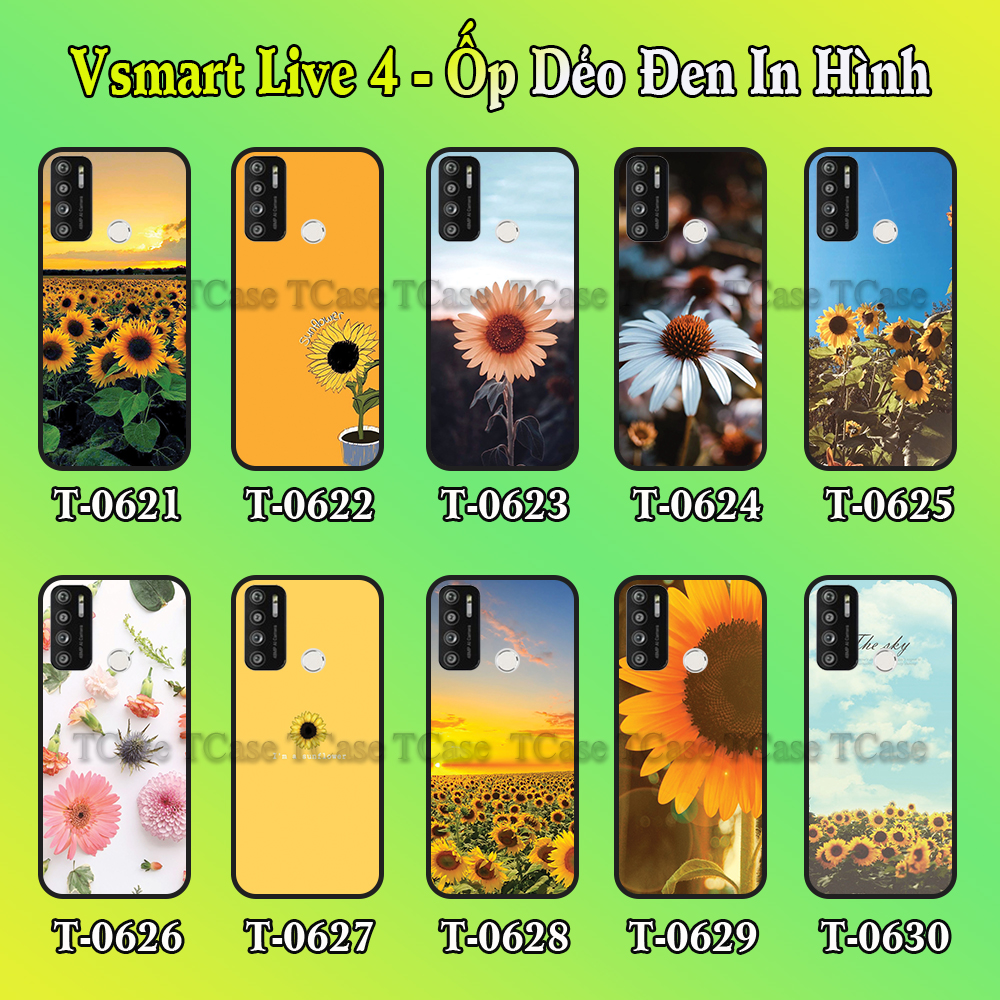 Ốp lưng Vsmart Joy 3/Vsmart Star 3/Vsmart Active 3/ Vsmart Live/  Vsmart Star 4/ Vsmart Live 4/ Vsmart Joy 4/ Vsmart Aris - Ốp lưng dẻo đen in hình Hoa Hướng Dương Siêu Đẹp