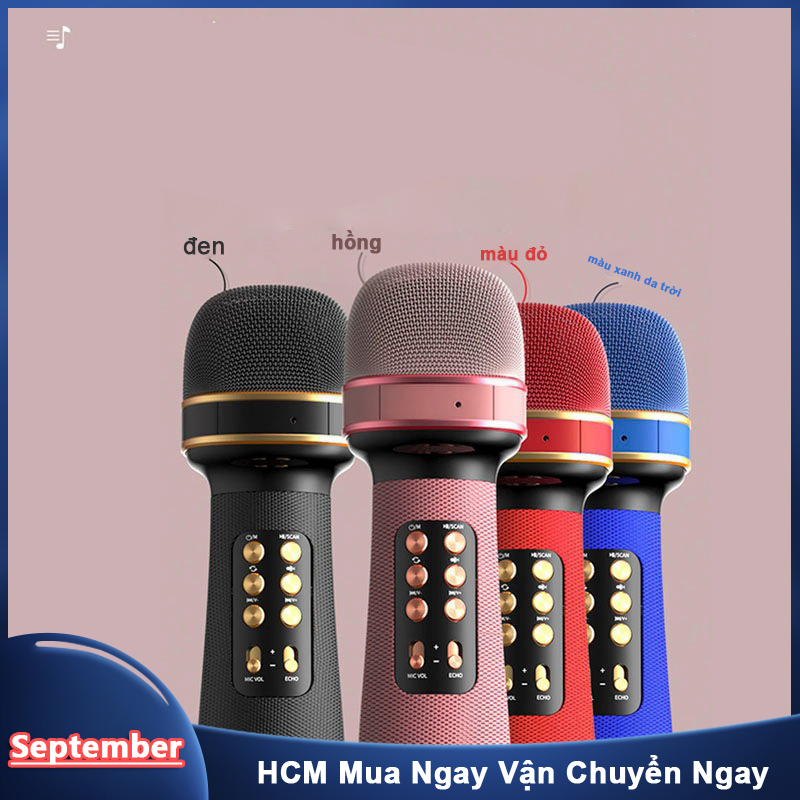 Mic Karaoke Kiêm Loa Bluetooth WS-898, Micro không dây hát karaoke mini cầm tay Nâng giọng cực chất, Loa hát karaoke