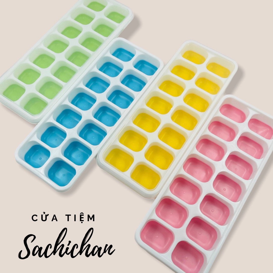 [Cửa tiệm Sachi Chan] Khay trữ đông đồ ăn dặm đế silicon có nắp đậy, khay đá, khay kem - BPA free - an toàn cho bé , tiện lợi cho mẹ