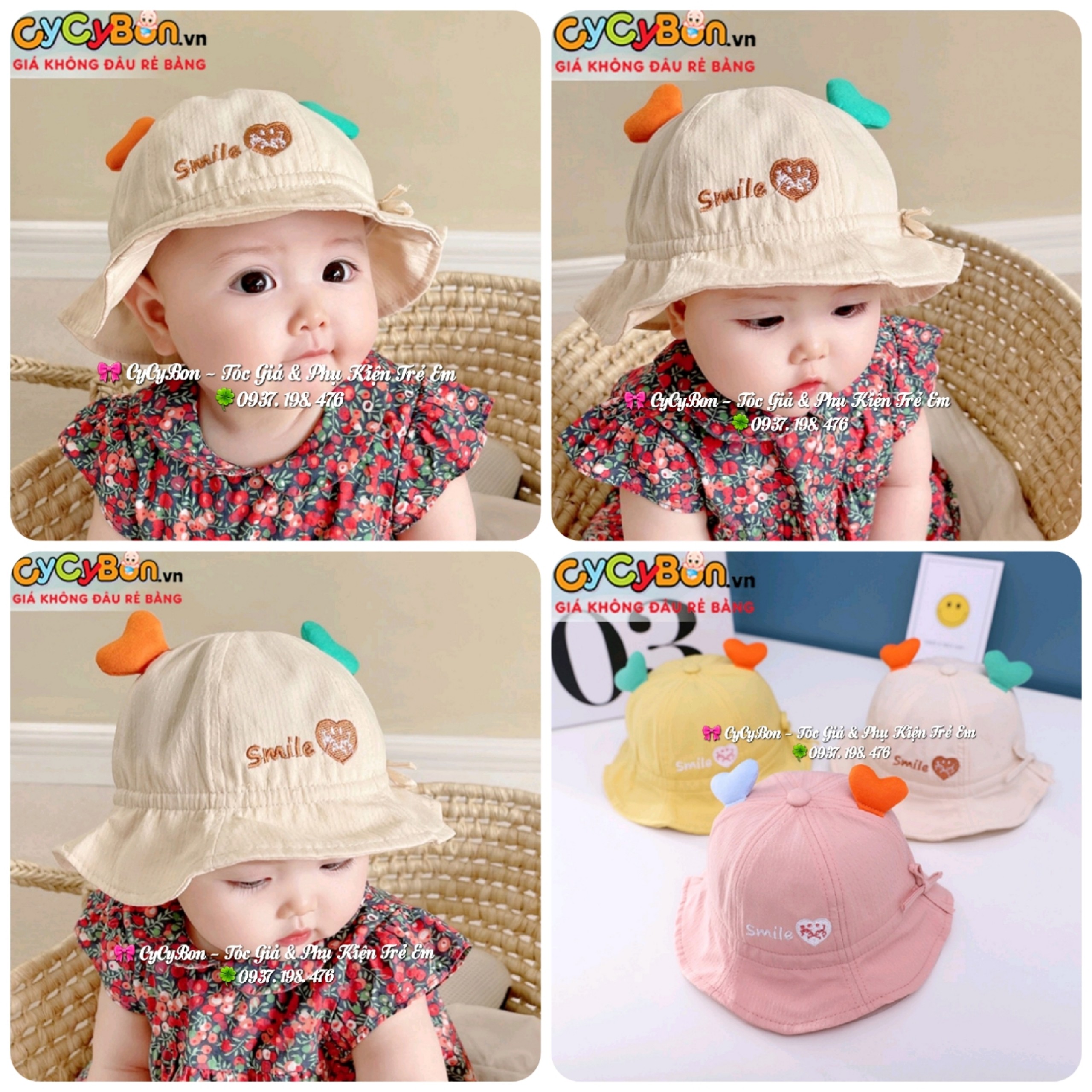 Mũ Nón Cho Bé Gái Và Bé Trai Kiểu Rộng Vành Tai Bèo - Có Dây Rút Theo Cỡ Đầu Bé Và Dây Quàng Cổ Nón Để Không Bị Rơi Nón !