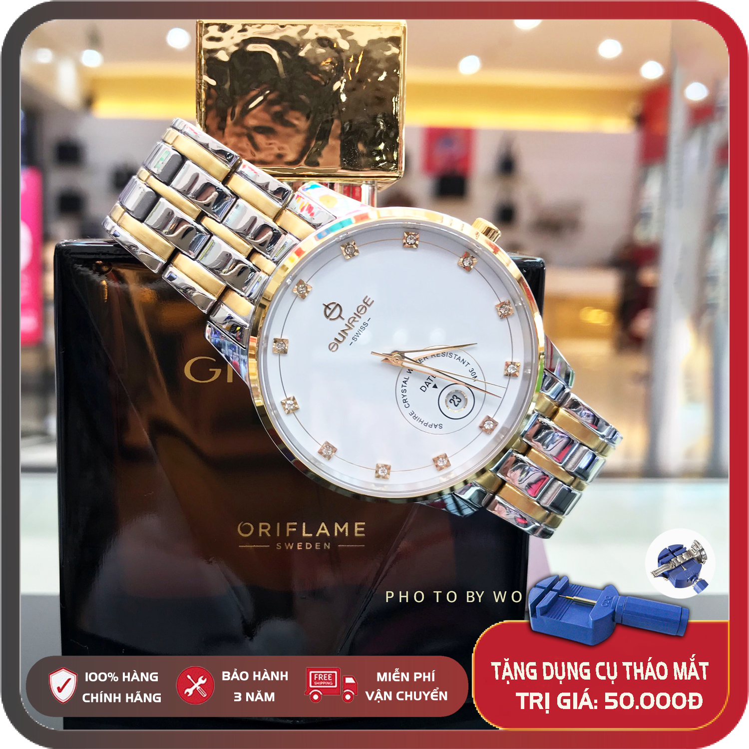 HOÀN TIỀN 15% - Đồng hồ nam Sunrise 1138SA dây thép không gỉ mặt kính Sapphire chống xước chống nước - Bảo hành 3 năm