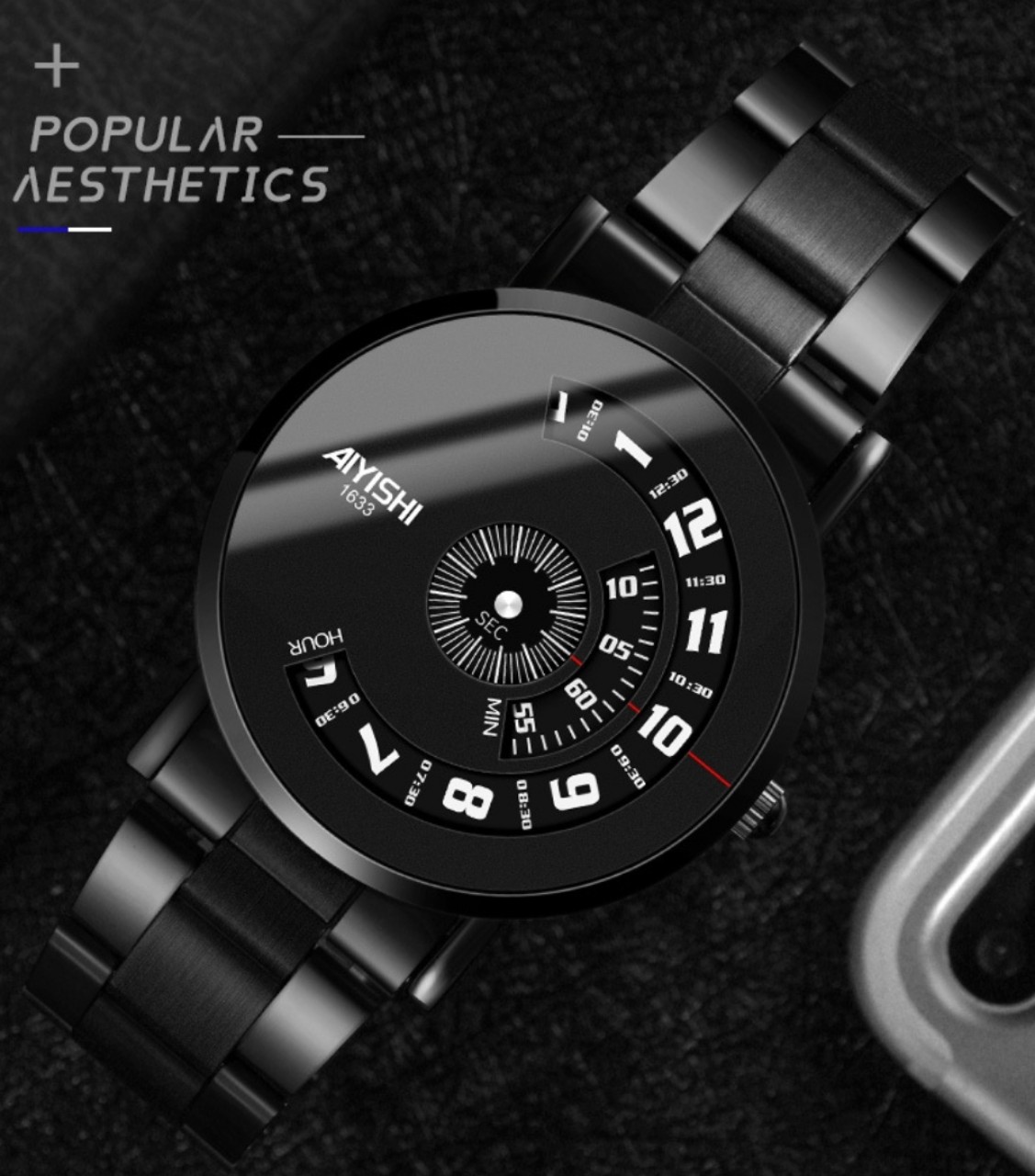 ĐỒNG HỒ NAM DÂY DA CAO CẤP AIYISHI 1633 KIM DỌC độc đáo chống nước chống xước