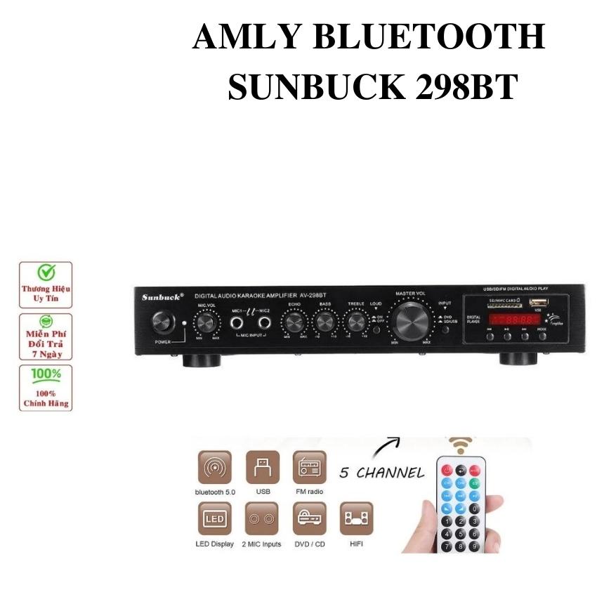 Âmly bluetooth, amly bluetooth karaoke Sunbuck 298BT công suất cực lớn chơi nhạc cực hay,BẢO HÀNH UY TÍN