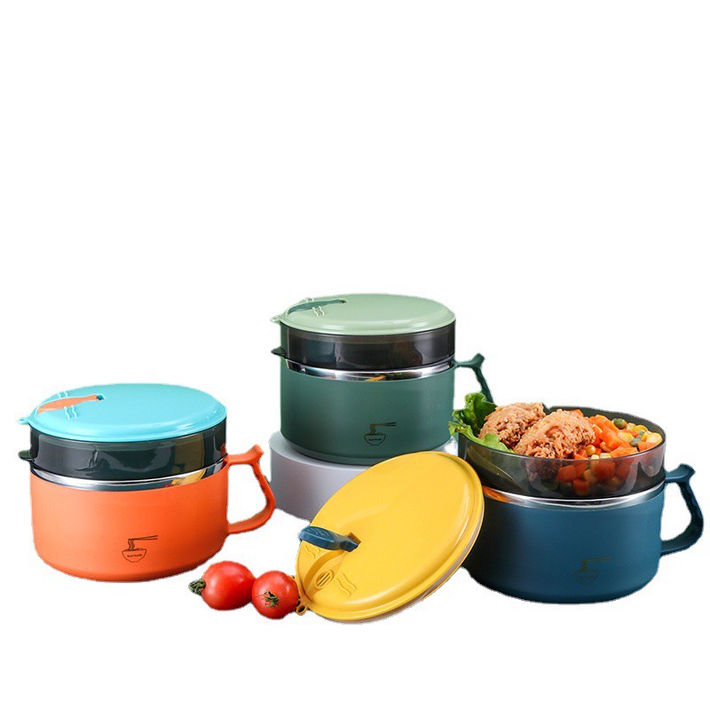 Camen giữ nhiệt 2 ngăn 1500ml cao cấp có quai cầm tặng kèm bộ đũa muỗng và túi giữ nhiệt