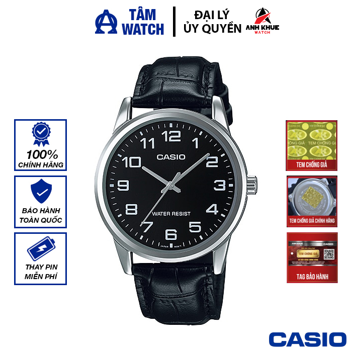 Đồng hồ nam dây da casio standard chính hãng anh khuê mtp-v001l-1budf