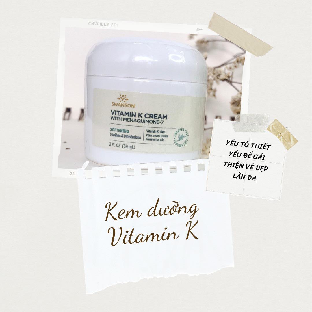 KEM DƯỠNG VITAMIN K CỦA HÃNG SWANSON - DƯỠNG ẨM VÀ  TÌNH TRẠNG QUẦNG MẮT THÂM, THÂM ĐỎ DO MỤN