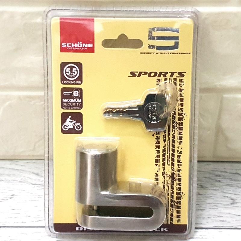 Khóa đĩa xe máy chống trộm schone sc-3027 bạc