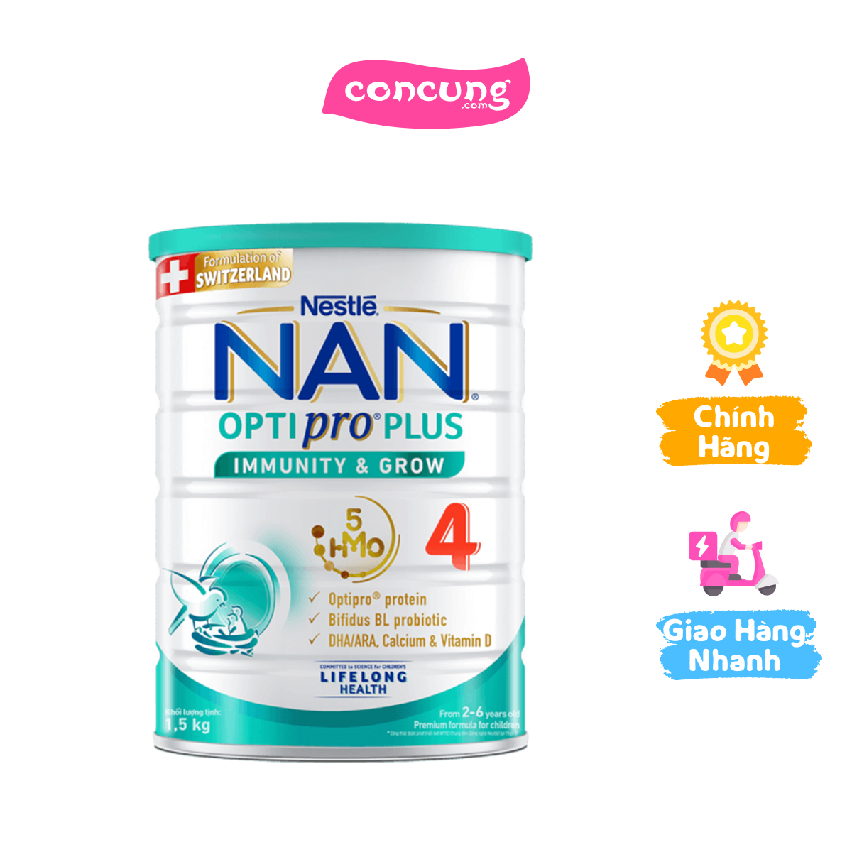 Sản phẩm dinh dưỡng công thức Nestlé NAN OPTIPRO PLUS 4 1500g