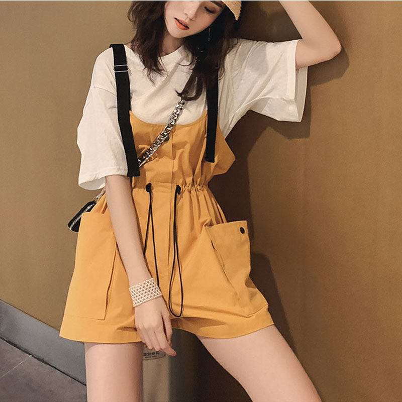 Set áo thun quần yếm kaki  Hàn Quốc