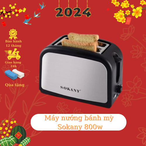Máy nướng bánh sandwich SOKANY,nướng bánh mỳ sandwich công suất 800W khe nướng rộng thuận tiện nhanh chóng có một bữa sáng dinh dưỡng cho gia đình sử dụng và vệ sinh
