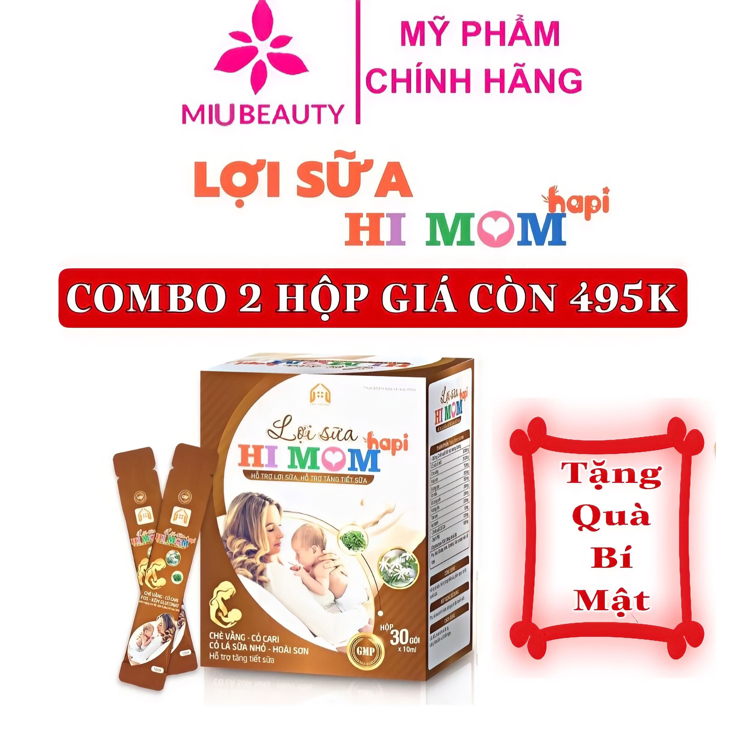 HI MOM Lợi Sữa HaPi - Lợi Sữa Mát Sữa ,Thông Tắc Tuyến Sữa,Cỏ Sữa Chè Vằng Tốt Cho Mẹ Sau Sinh [Himom Babyplus]