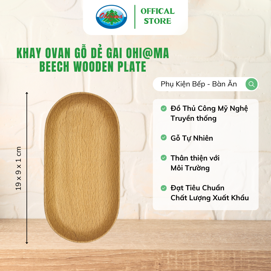 Khay Ovan Gỗ Dẻ Gai Ohiama Beech Wooden Plate - Bộ Đồ Bàn Ăn Trang Trí Đồ Thủ Công Mỹ Nghệ Hàng VNXK