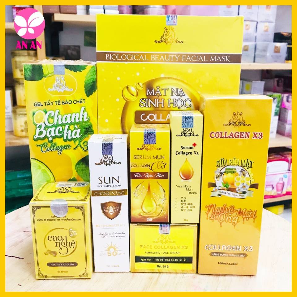 Trọn bộ Mỹ phẩm Đông anh - collagen x3 - Full Bộ 8 Sản phẩm cho mặt - Hàng Chính hãng