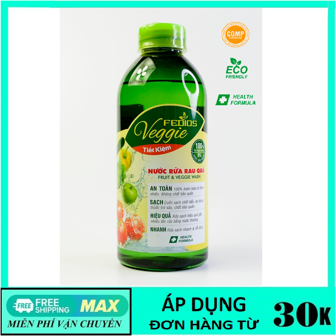 Fedios Veggie - Nước rửa rau củ quả - Chai 400ml