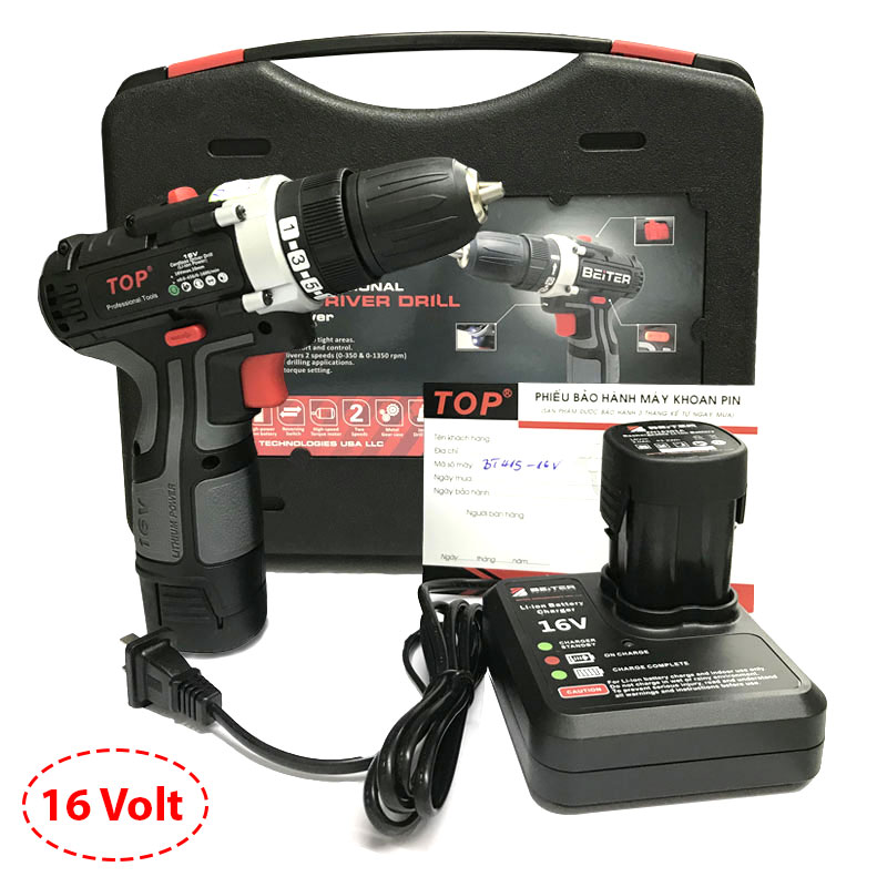 Máy khoan bắt vít dùng pin sạc 16v - top bt415-16v