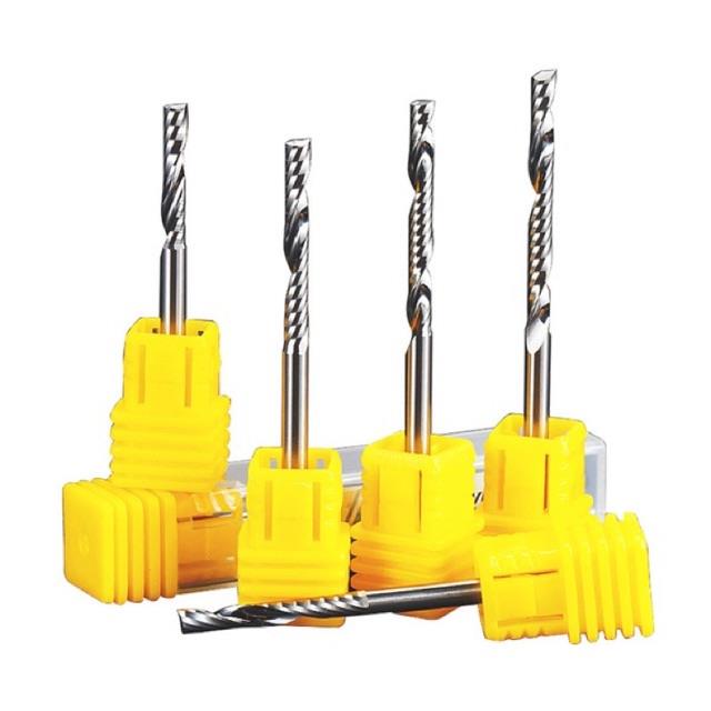 ☒◘✴  Huhao - Mũi dao cắt CNC MDF xoắn 1 lưỡi thân 3.175 loại tốt