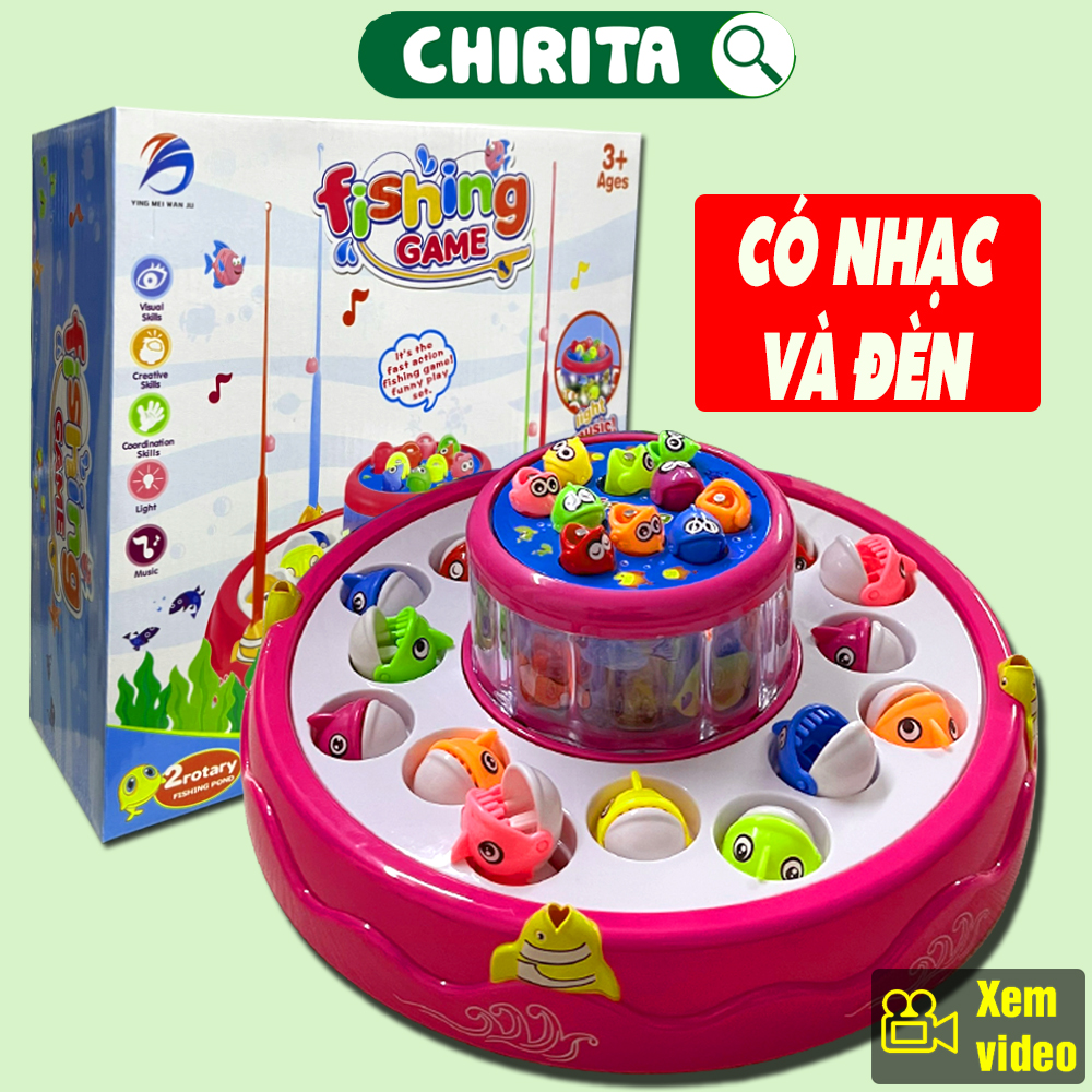 Đồ Chơi Câu Cá CÓ NHẠC + ĐÈN 2 Tầng Xoay 360 Độ - Đồ Chơi Cho Bé Trai Bé Gái Câu Cá Nam Châm Cao Cấp - Đồ Chơi Trẻ Em CHIRITA