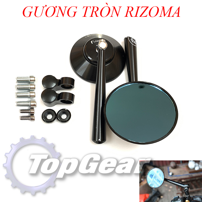 Gương Xe Máy Tròn - Gương Rizoma Tròn - Chất Liệu Nhôm CNC Giá 1 Cái