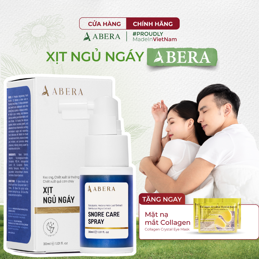 Xịt Chống Ngáy Ngủ Snore Care Spray Abera 30ML - Giảm Nhanh Các Triệu Chứng Ngáy Chỉ Từ 14 Ngày