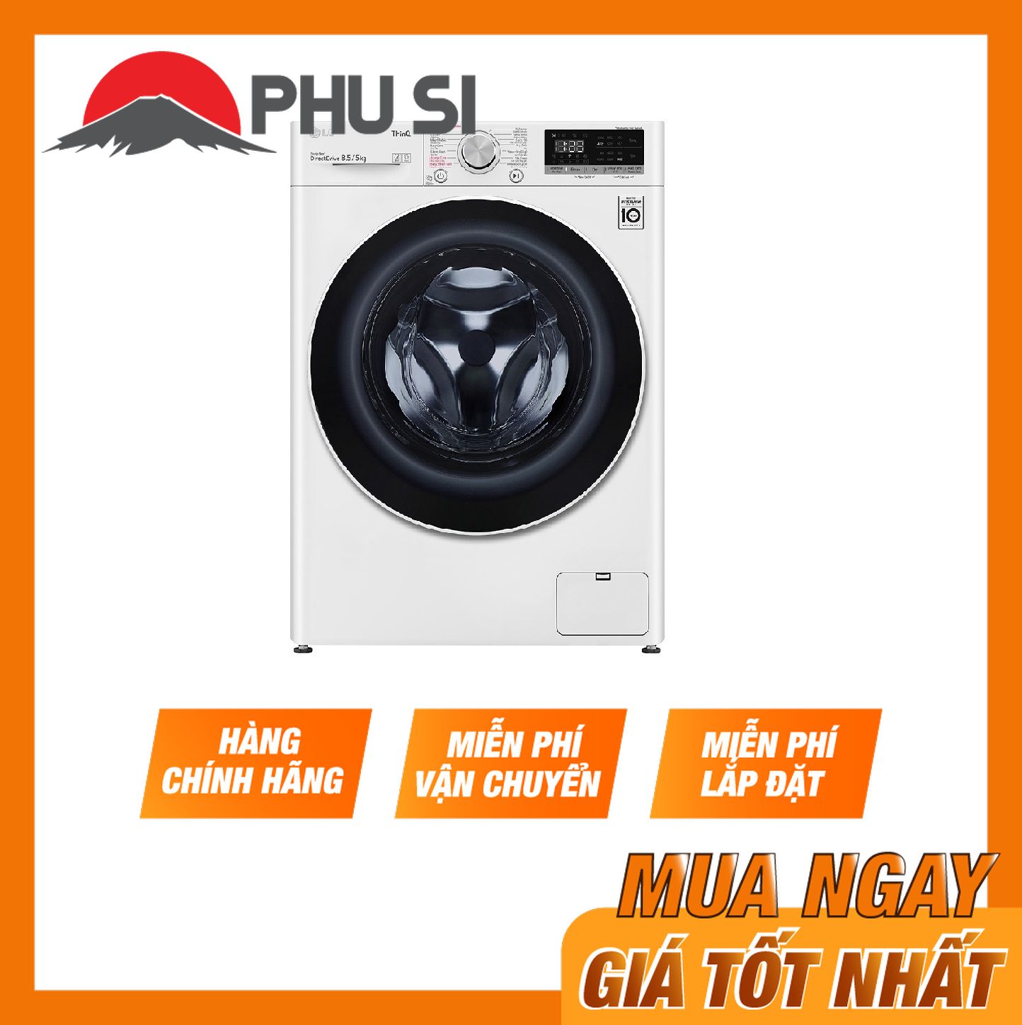 ✅[Trả góp 0%]Máy giặt thông minh LG AI DD 8.5kg+ sấy 5kg FV1408G4W - Mới 2020
