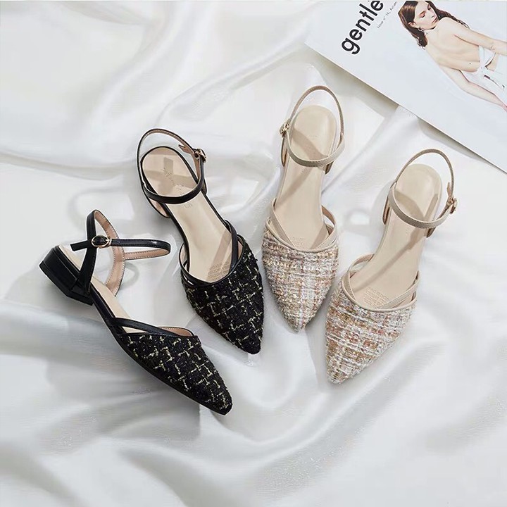 Giày nữ gót 3cm phong cách hàn quốc chất dạ hot 2019