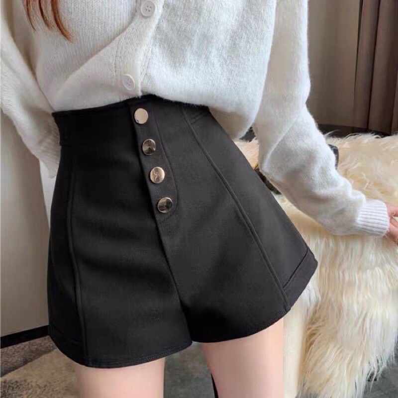 Quần short nữ lưng cao, cạp cao 4 khuy thẳng, quần sooc phong cách hàn quốc