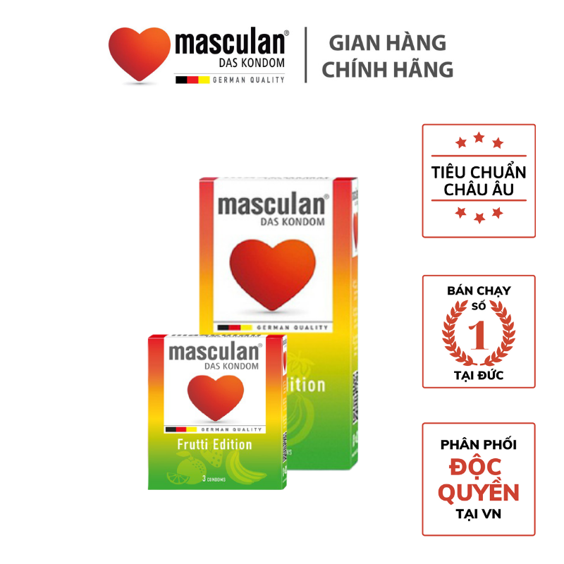 Combo 2 Hộp 10 Cái và Hộp 3 Cái Bao Cao Su Đức Masculan Frutti Edition - Hương Hoa Qủa, Cao Cấp, Bao Cao Su Masculan Không Mùi Cao Su Bán Chạy Nhất Tại Đức