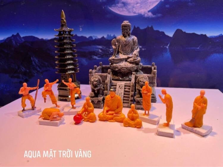 Combo 10 chú tiểu, nhà sư mini trang trí tiểu cảnh, sân vườn, non bộ