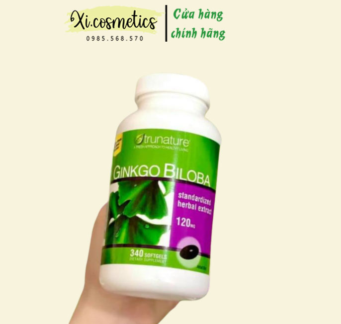 Viên uống hoạt chất Trunature Ginkgo Biloba 120mg 340 viên hàm lượng cao - Viên Bổ Não Của Mỹ