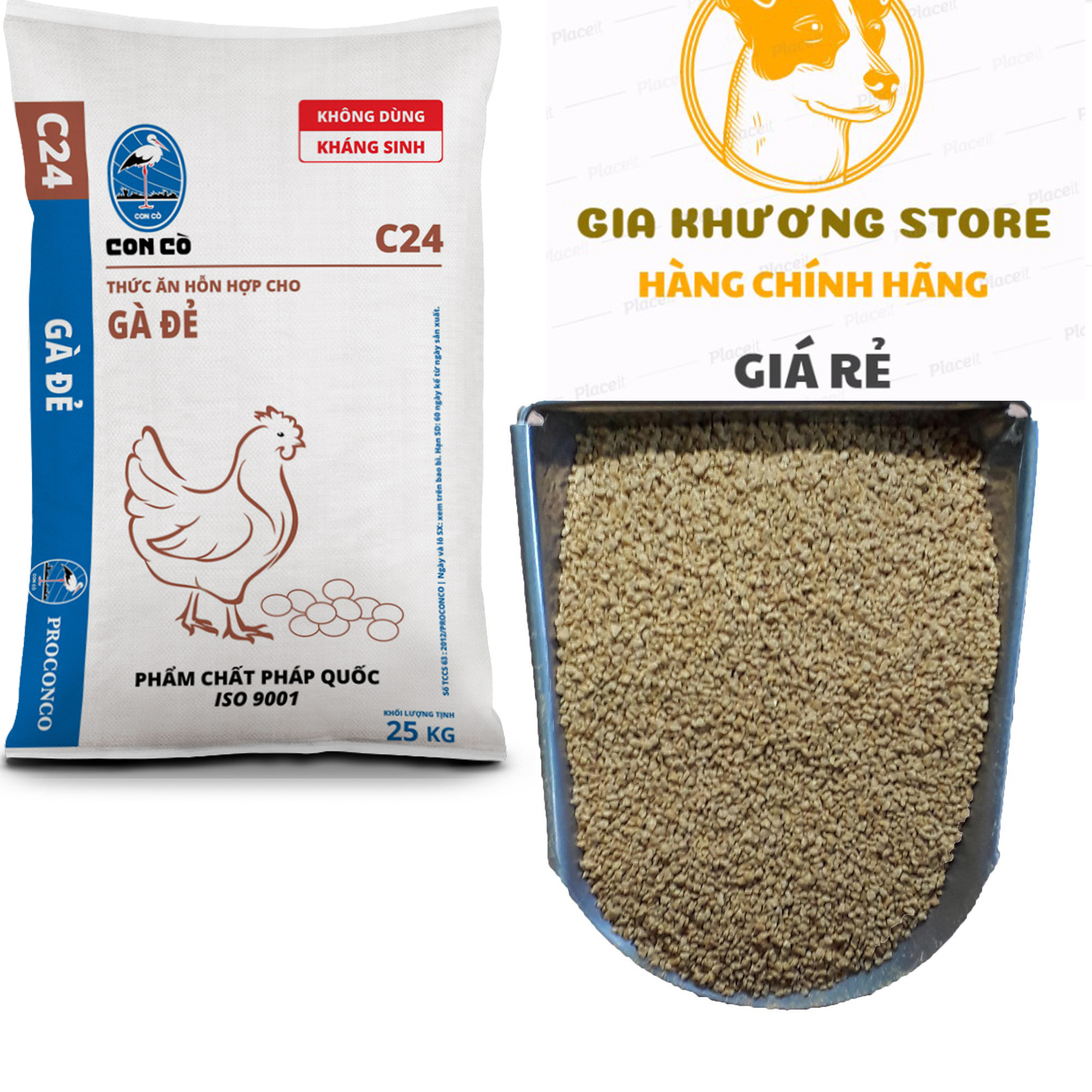 Hàng chính hãng] cám hỗn hợp cho gà đẻ c24