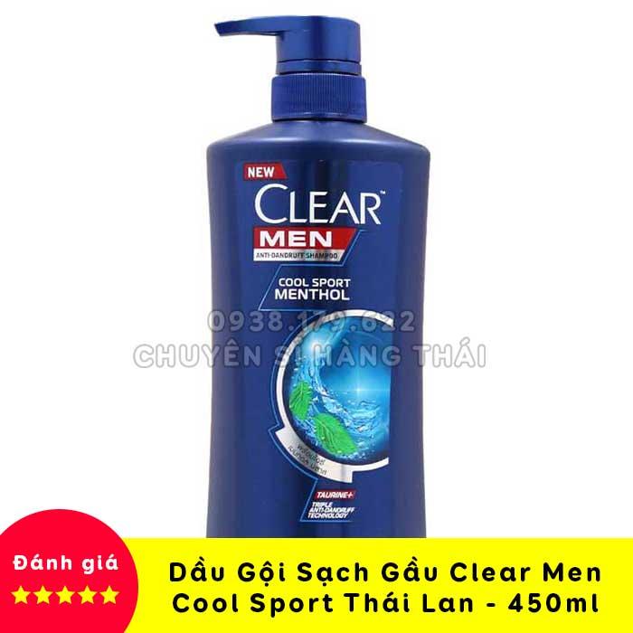 【MẪU MỚI】Dầu Gội Đầu Sạch Gàu Clear Men Cool Sport Hương Bạc Hà Thái Lan (390ml)