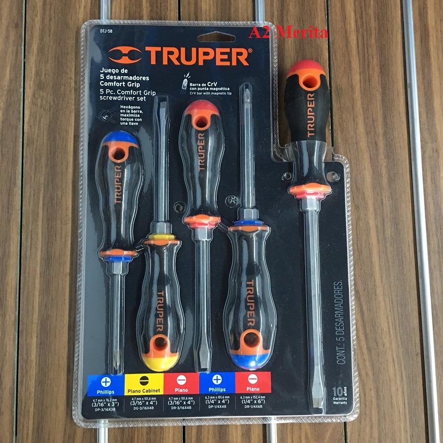 Bộ tuốc nơ vít dẹp và bake 5 cây Truper 14138
