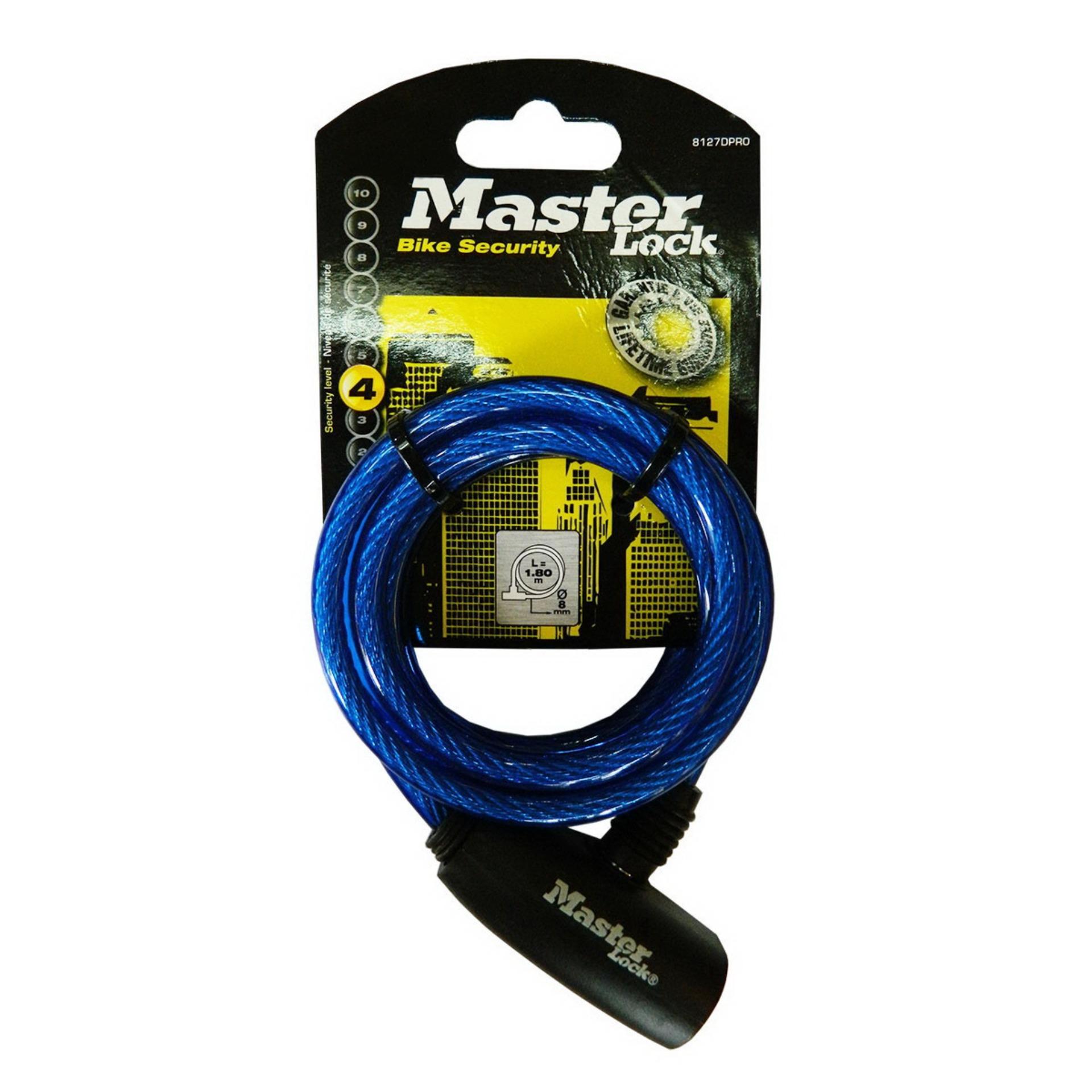 Khóa xe đạp master lock 8127 eurdpro - dây cáp dài 1.8m x 8mm - màu xanh dương - luto shop