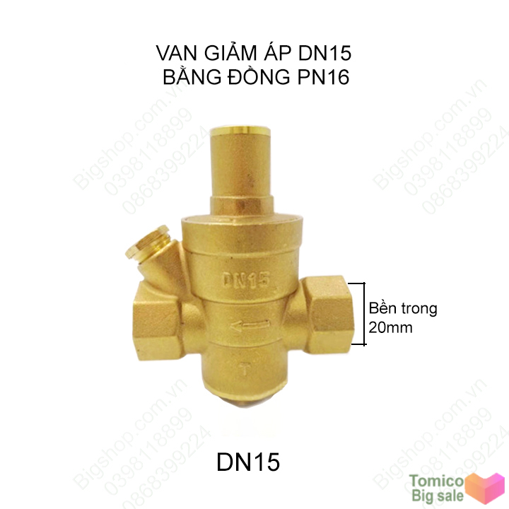 Van giảm áp suất nước DN15, DN20, DN25 tùy chọn, bằng đồng