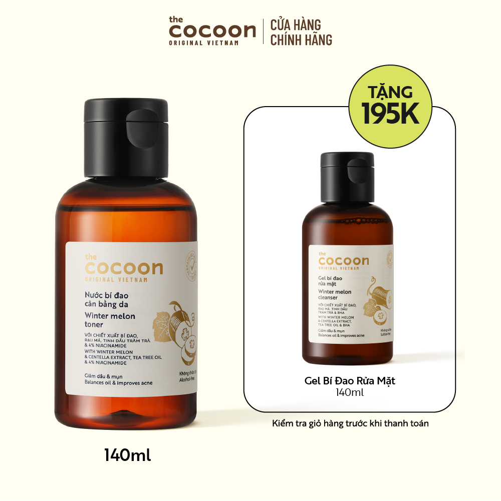 Nước bí đao cân bằng da (toner) Cocoon giảm dầu & mụn 140ml