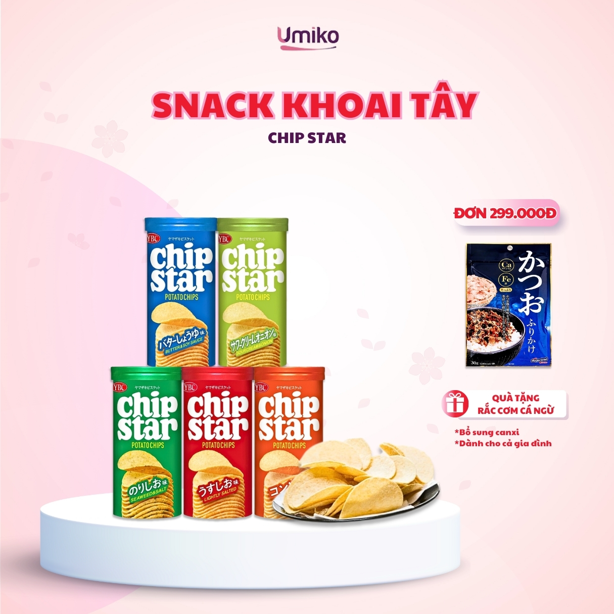 Snack khoai tây chip star ybc nhật bản giòn tan - hộp 50g