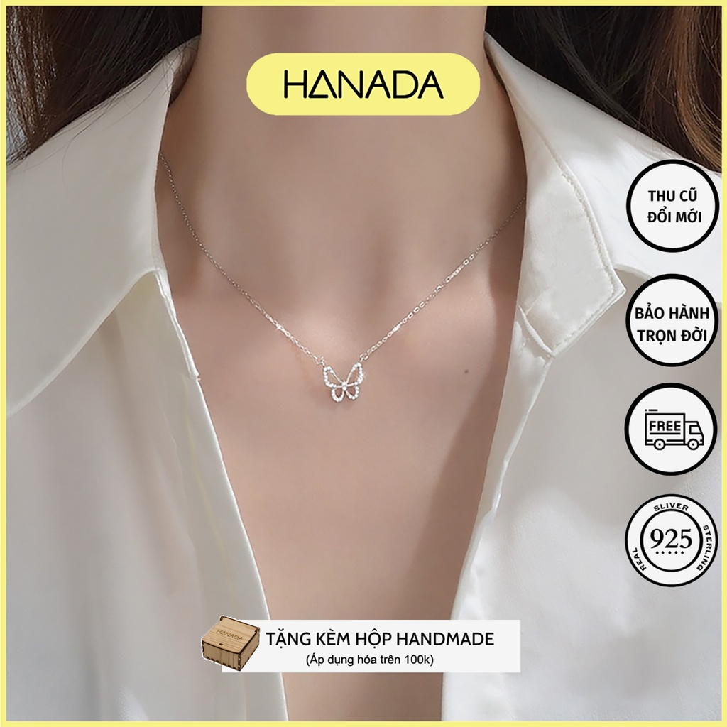 Dây Chuyên Bạc 925 Hanada Đính Đá Tiểu Thư Đơn Giản 0999